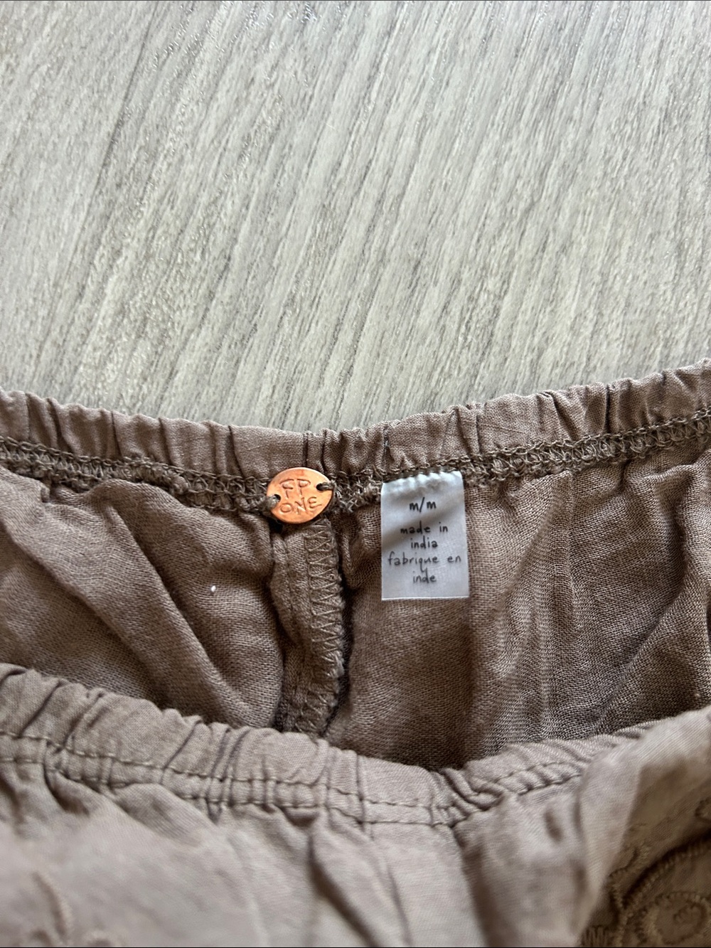Free People High Waist Scalloped Lace Shorts - Brown - Picture 3 of 4